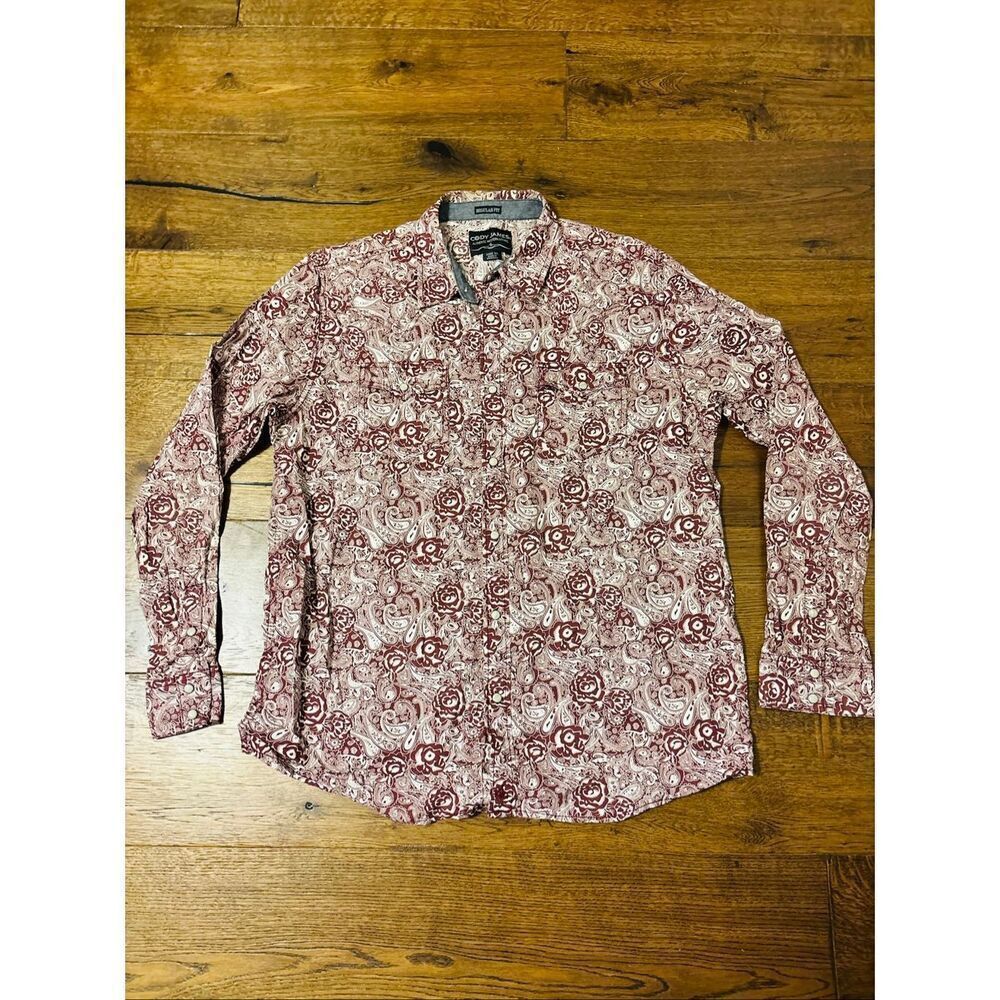 Cody James paisley pearl snap western shirt burgundy XL